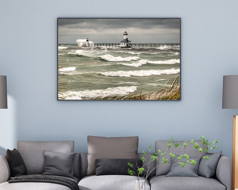 St. Joseph Lighthouse Restored in 2016, Windy Waves Lake Michigan ...