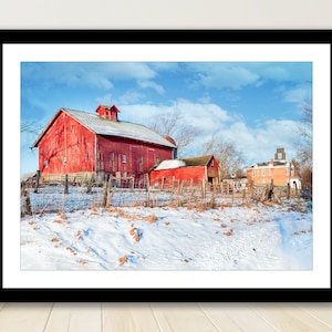 Winter Red Barn Photography Michigan Farms Photo