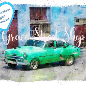 Cuba Digital Print - Digital Download, Cuba Print, Havana, Cuba print, Havana Poster, Havana Wall Art, Vinatage Cars,