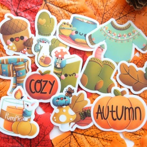 Pack d'autocollants automne mignon, autocollants automne kawaii, papeterie saisonnière