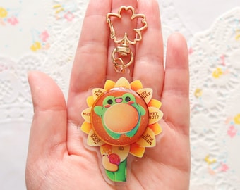 Joli porte-clé acrylique, porte-clé grenouille kawaii, breloque tournesol acrylique, breloque escargot