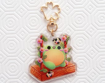 Cute Frog Acrylic Keychain, Kawaii Spring Bag Accessory