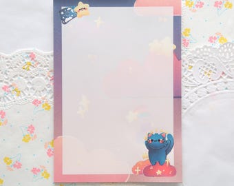 Bloc-notes chat mignon, notes de lune kawaii, papeterie étoiles, feuilles d'agenda