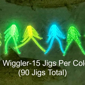 1&quot; Wiggler GLOW Micro Plastic Ice Fishing Jigs Creature Crappie Trout Perch Bluegill Paddle Tail Bug