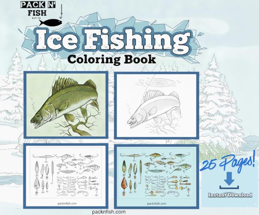 Ice Fish Color Ice Fishing Coloring Pages, Printable, Digital Download PDF - Etsy