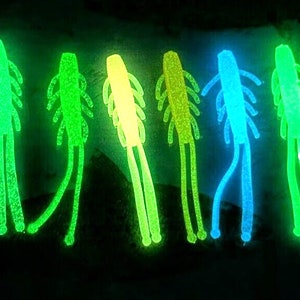 1.75&quot; GLOW Multi-Color Split Fishing-Crappie Ice Soft Plastic Lot Shad Minnow Panfish Jig