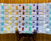 Fused Glass Art Fused Glass Dish With Basket Weave Style Opalescent White With Multiple Colors of Murini Cane Handmade Glass Dish
