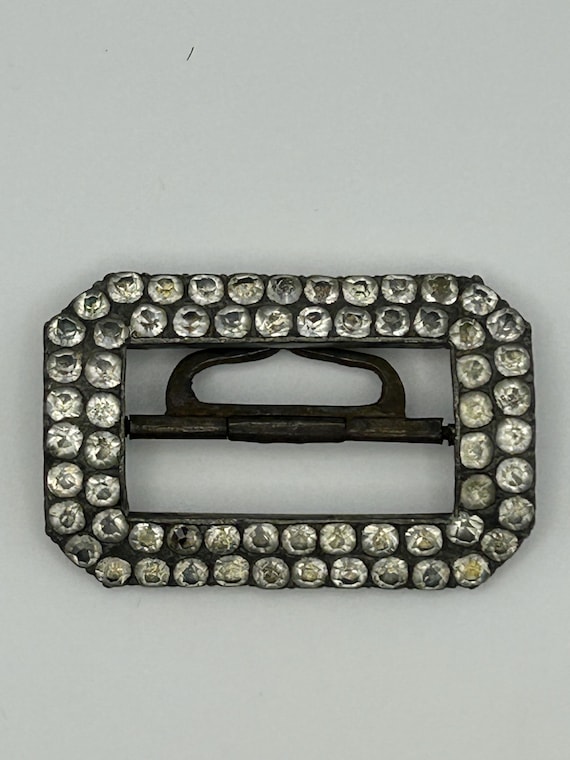 Antique Rectangular Clear Paste Buckle or Brooch,… - image 5