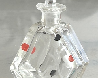 Weinlese-Kristallparfüm-Flasche, Blumen-Muster-geometrische Glasduft-Flasche