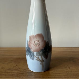 Bing & Grondahl Wild Rose Blue Floral Vase, Mid Century Ceramics, Vintage 1950s or 1960s Danish Ornament, 8403