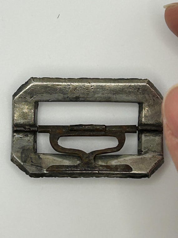 Antique Rectangular Clear Paste Buckle or Brooch,… - image 13