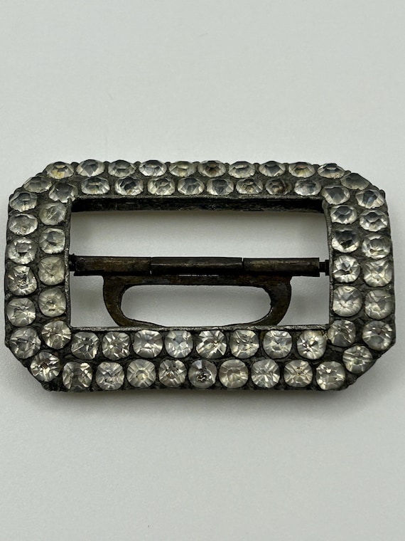 Antique Rectangular Clear Paste Buckle or Brooch,… - image 3