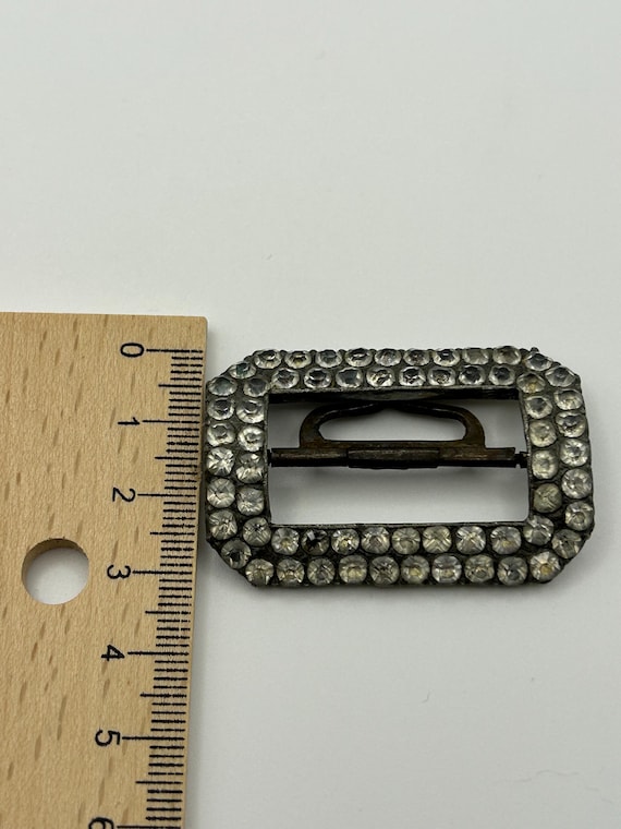 Antique Rectangular Clear Paste Buckle or Brooch,… - image 6