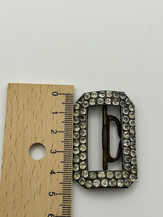 Antique Rectangular Clear Paste Buckle or Brooch,… - image 7