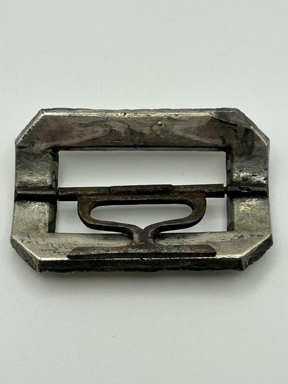 Antique Rectangular Clear Paste Buckle or Brooch,… - image 12