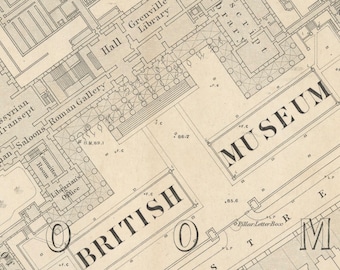 OS Map showing the British Museum, Bloomsbury Square, Russell Square and Bedford Square in 1875.