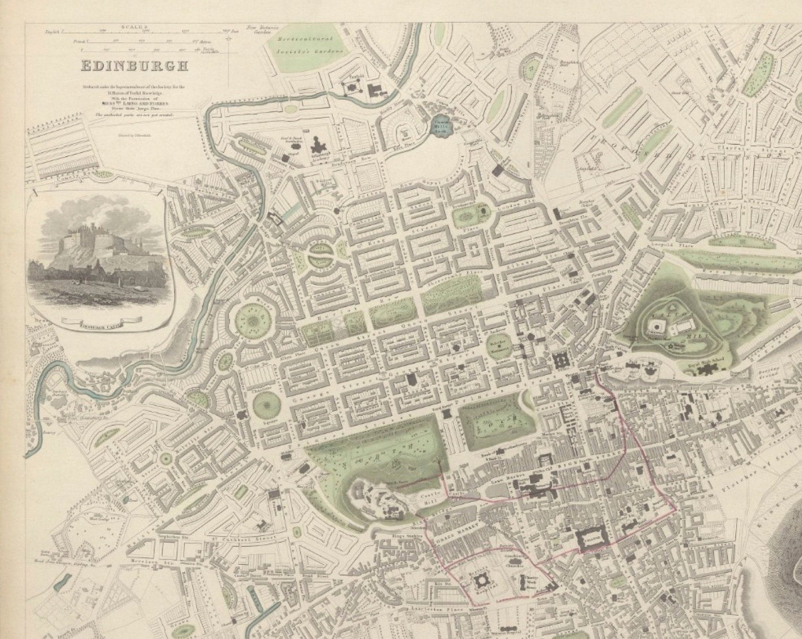 Edinburgh Historic City Map 1834 Drawn by Clarke, W.B Old Edinburgh Map and Elevations Etsy