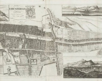 Historic Edinburgh Map | Scotland Old City Plan | Reproduction Engraving