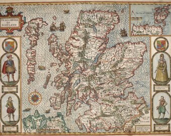 Historic Map of Scotland | The Kingdome of Scotland | John Speed 1610 | Scottish Wall Art | Old mapping | Edinburgh Glasgow Inverness