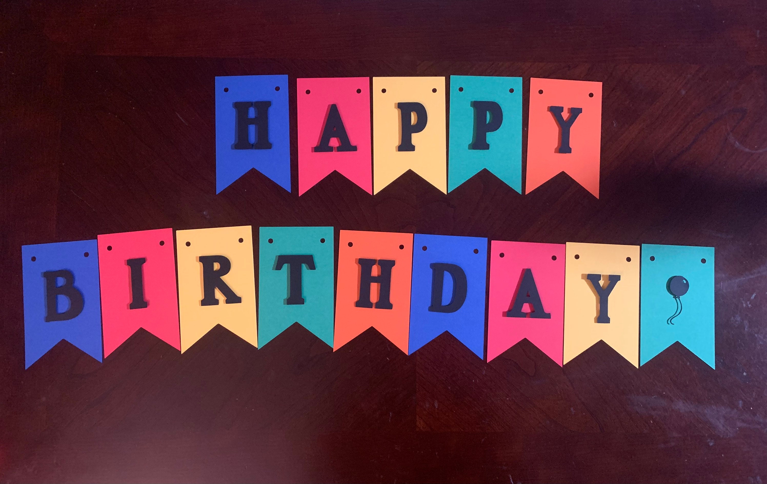 Happy Birthday Banner, Personalized Banner, Multicolored Banner, Girl