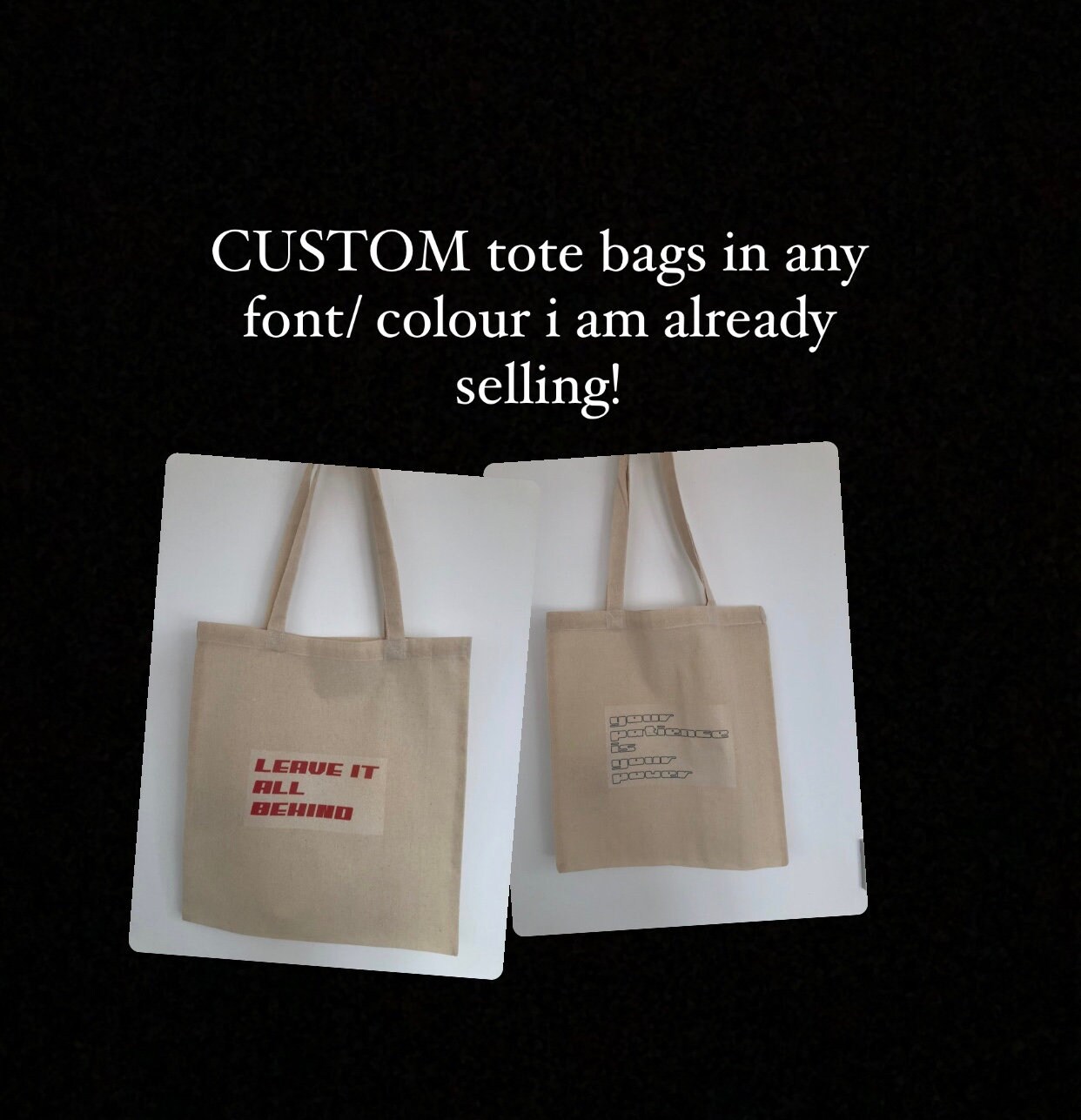 Handmade custom iron on transfer tote bags Etsy