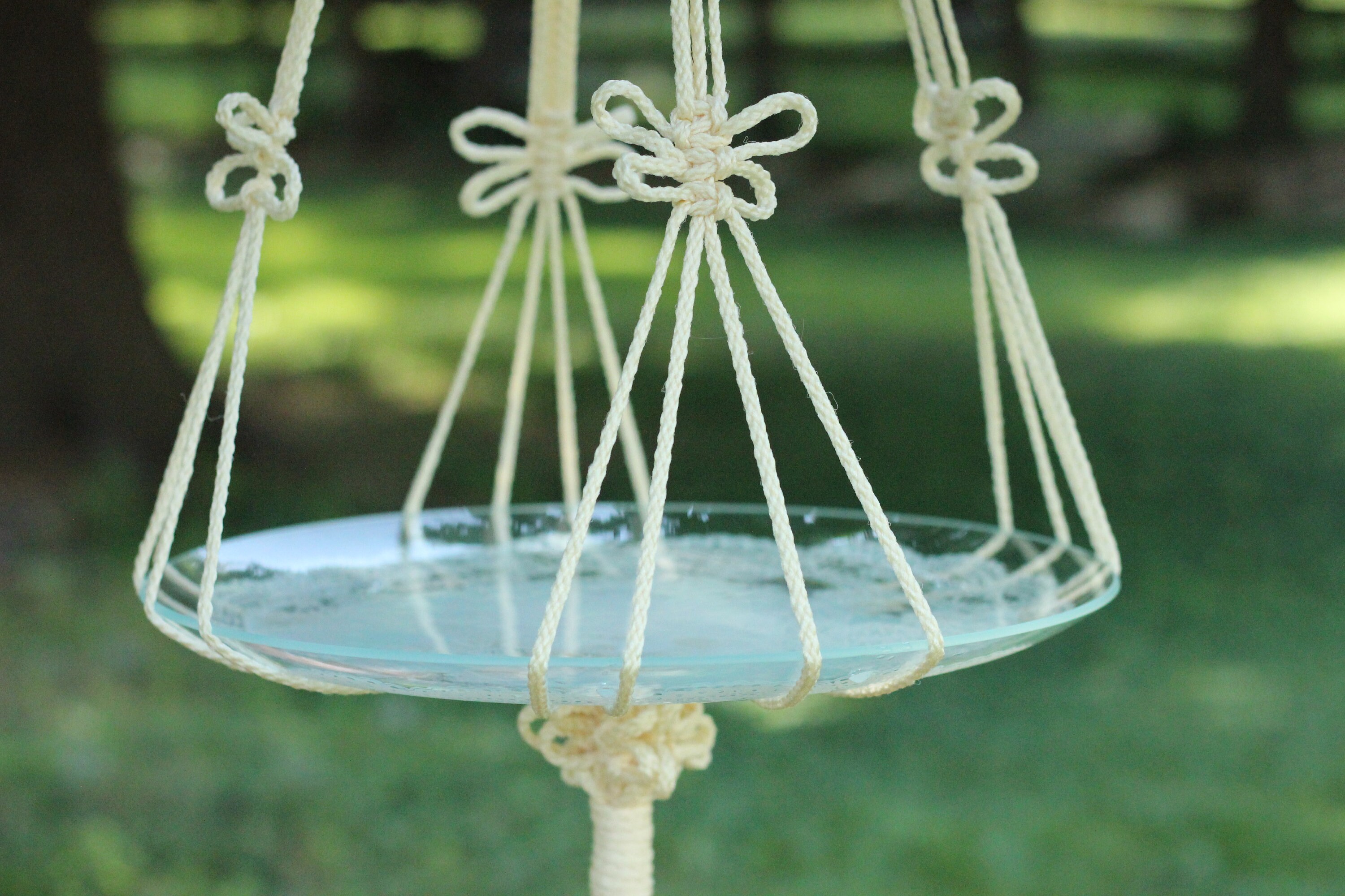 Macrame Bird Bath Sling Bird Feed Hanger Outdoor Large Plant Etsy UK