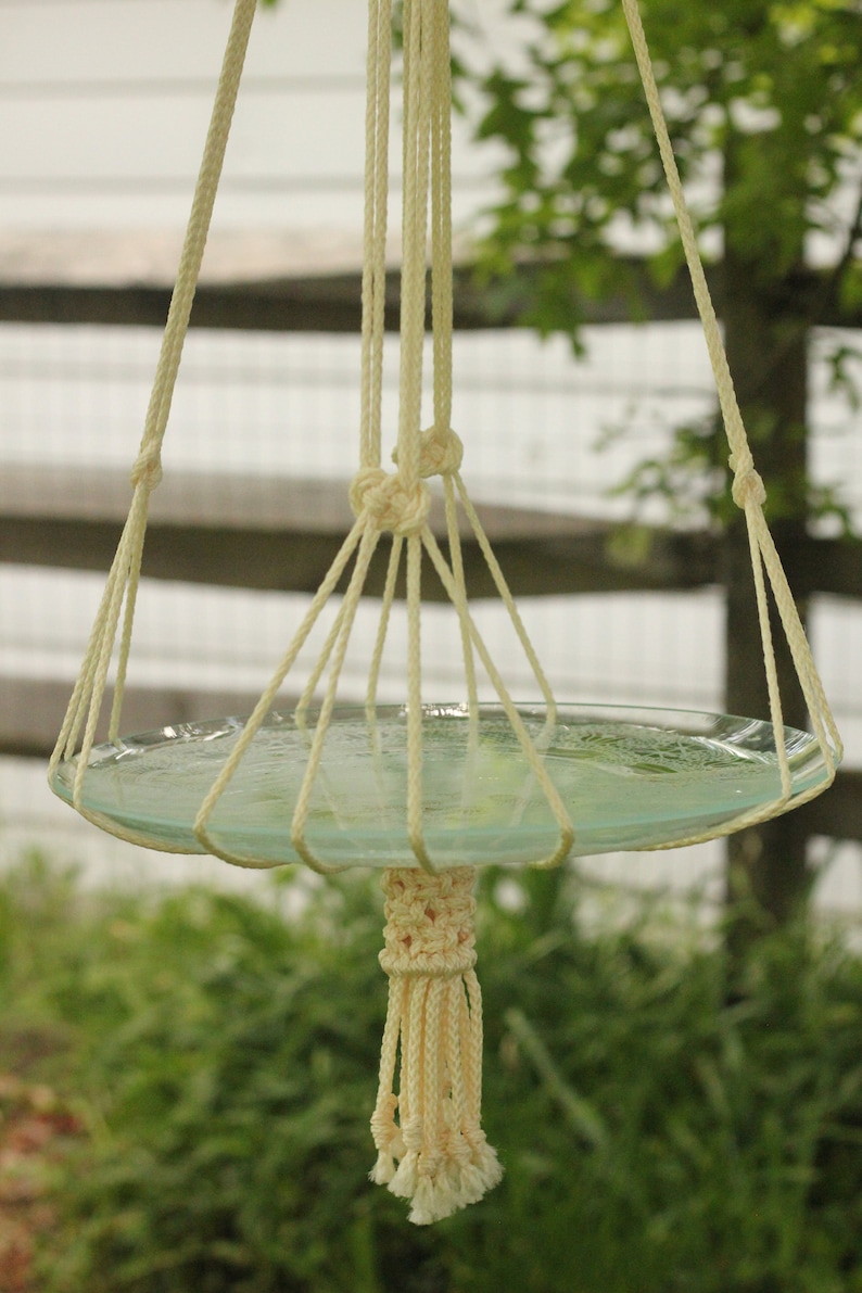 Macrame Bird Bath Sling Bird Feed Hanger Outdoor Large Plant Etsy