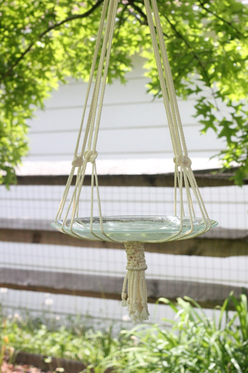Macrame Bird Bath Sling Bird Feed Hanger Outdoor Large Plant Etsy