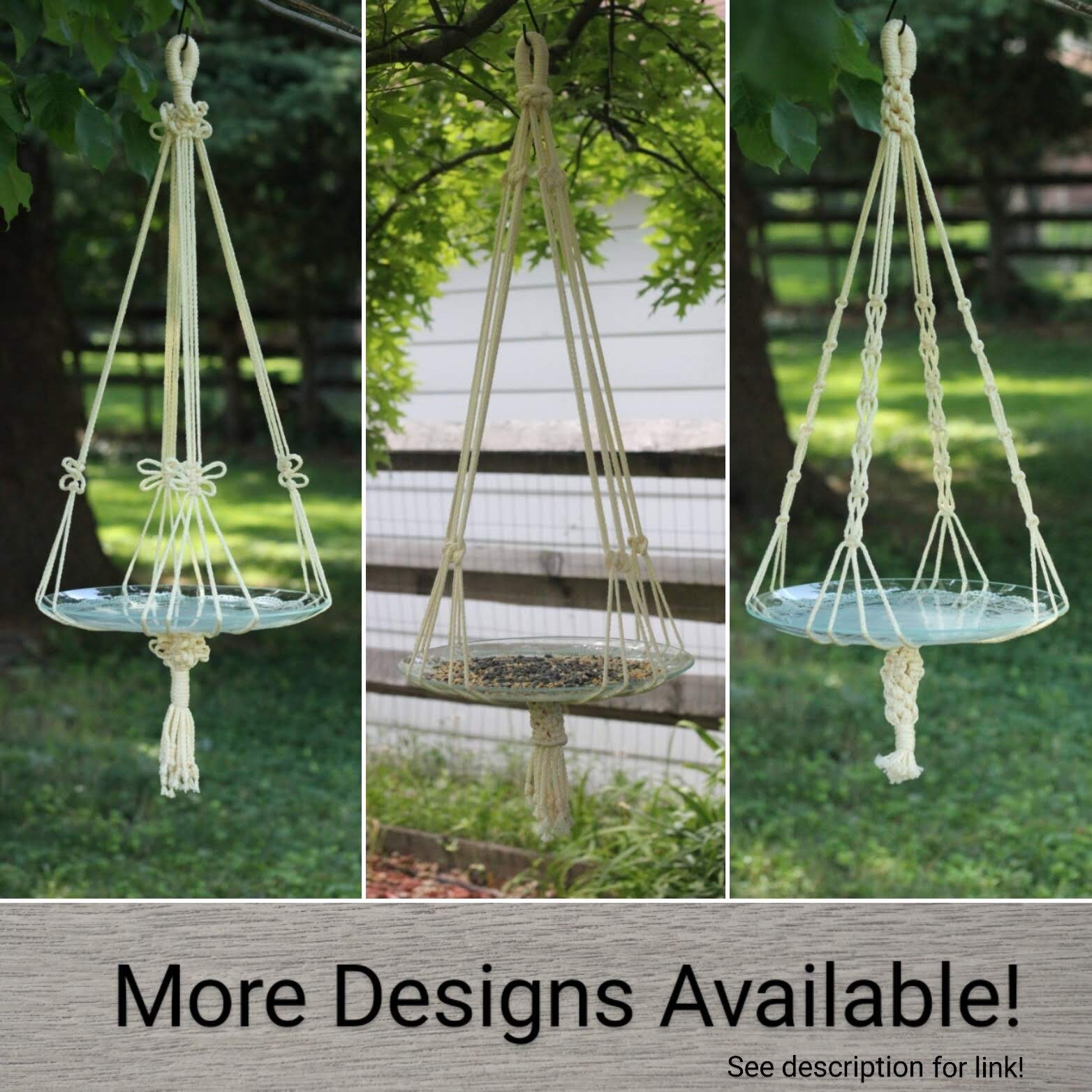 Macrame Bird Bath Sling Bird Feed Hanger Outdoor Large Plant Etsy UK