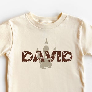 Kid's dinosaur alphabet T-shirt/kid's personalized T-shirt/custom kids shirt/dinosaur kid's shirt/kid's birthday T-shirt/dinosaur foot print image 2