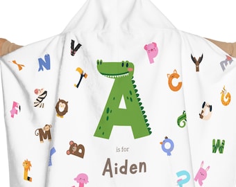 Hooded Towel for kids/personalized towel/kids alphabet towel/custom name towel/toddler beach towel/kids poncho towel/children beach towel/