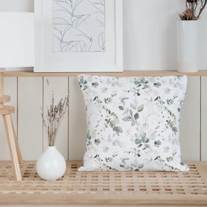 Botanical Cushion & Cover/Green herbal leaf pattern/Decorative Pillow/Home decor gift for her/holiday gift/botanical pillow/bedroom gift