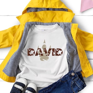 Kid's dinosaur alphabet T-shirt/kid's personalized T-shirt/custom kids shirt/dinosaur kid's shirt/kid's birthday T-shirt/dinosaur foot print image 1