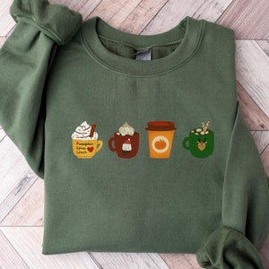 Fall coffee sweatshirt crewneck/cute fall sweatshirt/thanksgiving shirt/coffee lover shirt/pumpkin spice shirt/gift for her/fall drink shirt