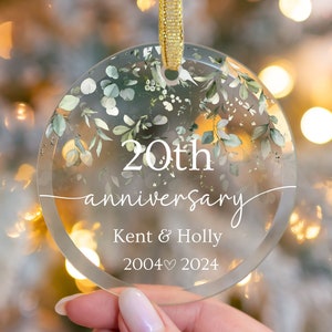 20th Wedding Anniversary Gift for Parents/Couple Gift for Her Husband/custom glass ornament Gift/personalized anniversary/Christmas Keepsake