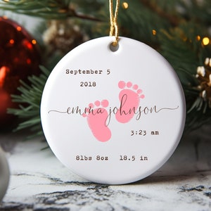 Newborn Birth Stats Ornament/Personalized baby ornament/Nursery Decoration/Baby Keepsake/Baby Feet Ornament/Newborn Footprints ornament gift