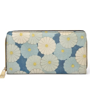 Cartera retro japonesa con flores azules/Korin Furuya, arte vintage japonés/cartera retro para mujer/cartera con cremallera/regalo por menos de 30 dólares/regalo de Navidad