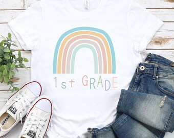 1st Grade Teacher Shirt - Rainbow Graphic Tee