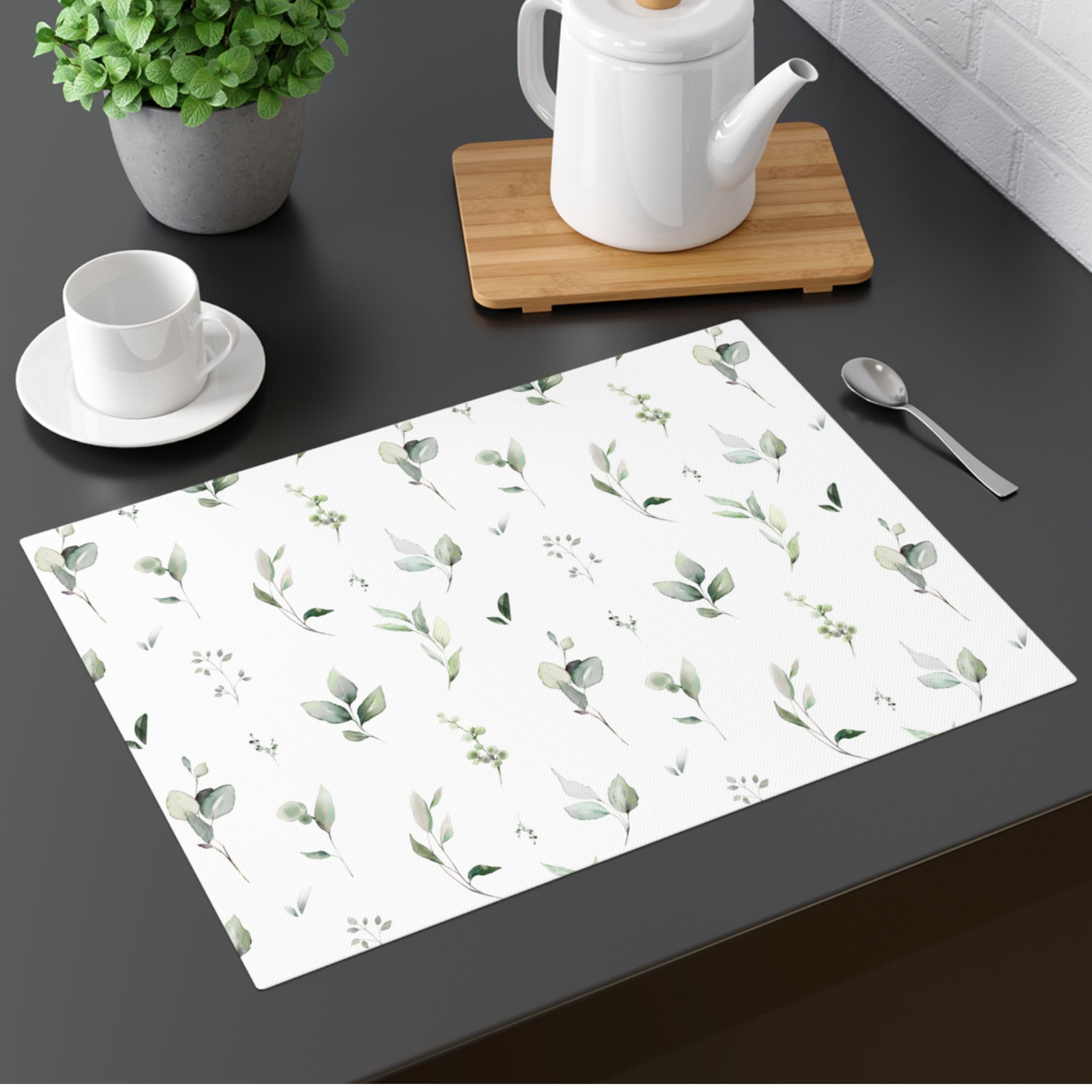 Green Gold Leaf Placemat/botanical Placemat/gift Under 20/cute Etsy