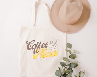 Coffee Please Canvas Tote Bag/cute shopping bag/canvas tote bag aesthetic/coffee lover's bag/unique gift/birthday gift/gift under 20