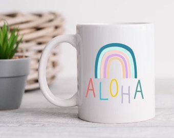 Aloha Rainbow Coffee Mug - Hawaiian Gift