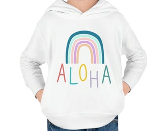 Toddler Pullover Fleece Aloha rainbow Hoodie/cute toddler hoodie/aloha rainbow sweatshirt/hawaiian hoodie/vacation shirt/birthday gift