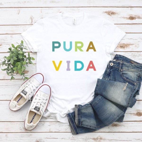 Pura Vida T-shirt/Costa Rica T-shirt/T-shirt for Tica/Colorful tee/Cute T-shirt/cute gift/mothers day gift/birthday gift/vacation T-shirt