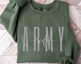 Sudadera de cuello redondo para esposa de militar / Sudadera para esposa de militar / Jersey para esposa de militar / Regalo para esposa de militar orgullosa / Regalo para esposa de militar / Regalo de despliegue