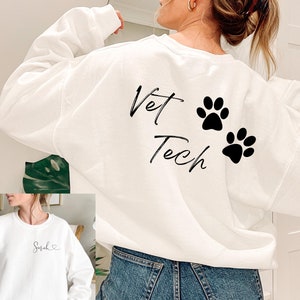 Sudadera de técnico veterinario personalizada/cuello redondo de técnico veterinario/pulóver de técnico veterinario personalizado/camiseta de enfermera veterinaria/regalo de técnico veterinario/regalo de técnico veterinario