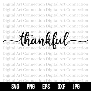 Thankful SVG, Thankful Word SVG, Thankful Stylish Word Text svg, Text svg, Stylized Text svg, Word svg, One Word svg, Cricut Cut File
