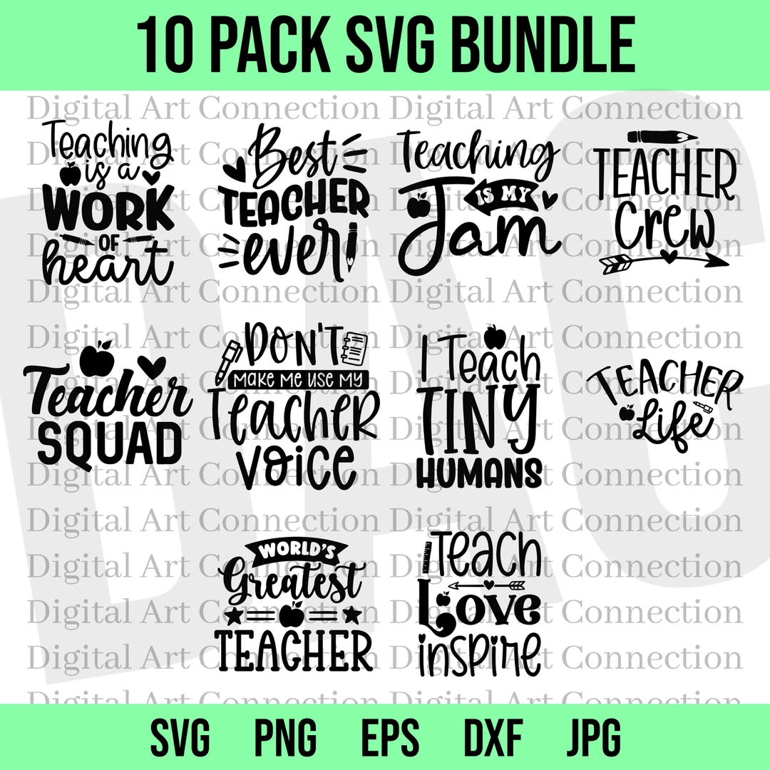 Teacher SVG Bundle, Cut Files for Cricut, Teacher Appreciation (digital ...