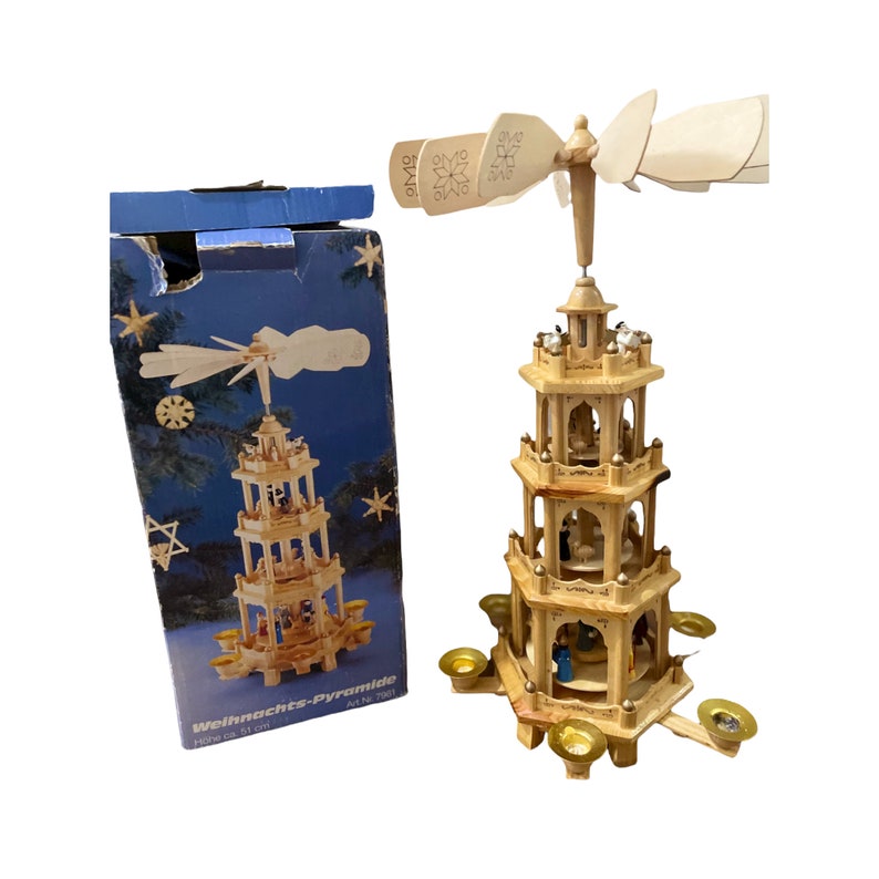 RARE 4 Tier Weihnachts Pyramide German Nativity Christmas Pyramid Candle Holder