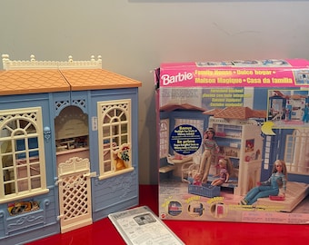 Vintage Mattel Barbie 1998 Fold Out Family Cottage Blue House With