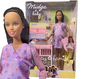 Barbie Midge Baby Happy Family Boneca grávida afro-americana 2002